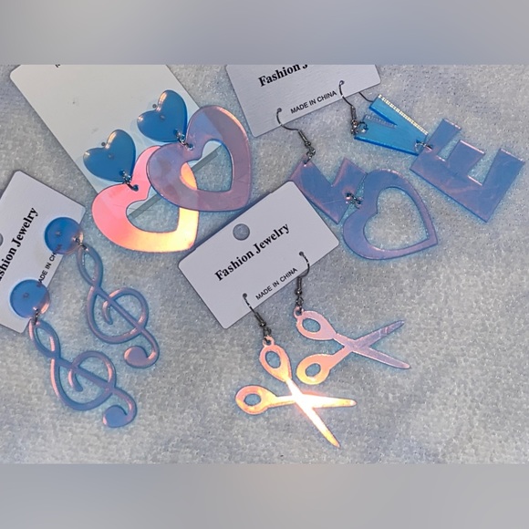 🎼Music Earrings🎼-New/Fun/Large/Iridescent/Plastic/Hippie/Rainbow/Party/Fun/Luv - Picture 4 of 12